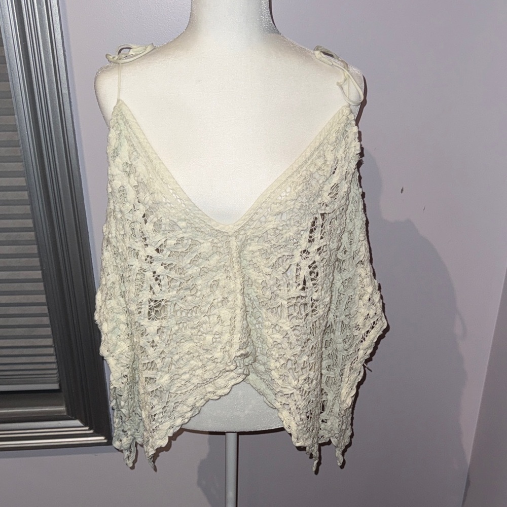 Free People bohemian loose lace ivory tank top Size M/L. - Picture 1 of 6